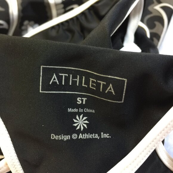 Athleta Athletic Dress Size ST Womans Tall Black Paisley Racer Back Built In Bra - Picture 3 of 16